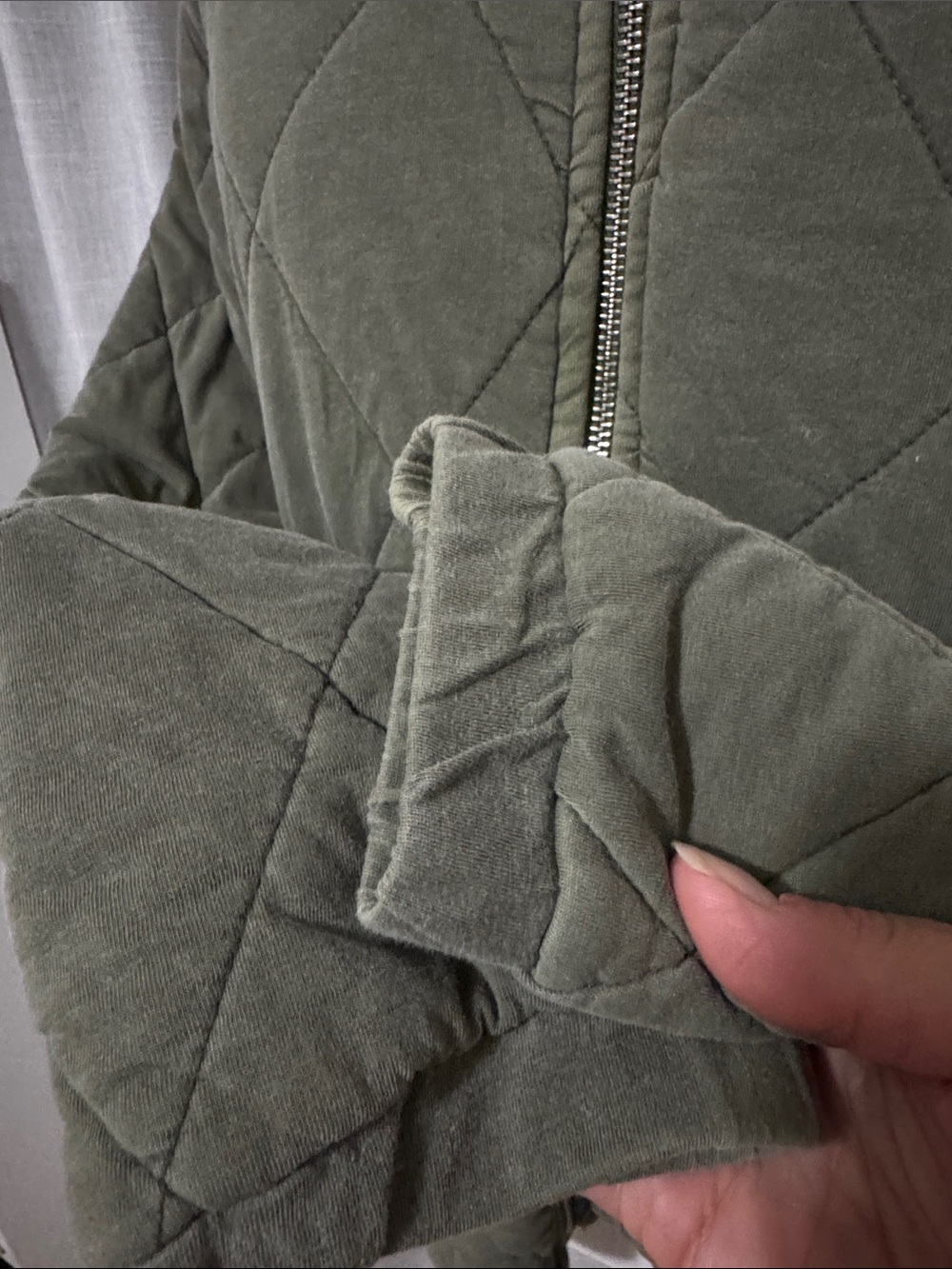 Wild Fable Bomber Style ZipUp Sweatshirt Jacket-Sz xs-Cotton-Olive Green-Quilted - Picture 5 of 15